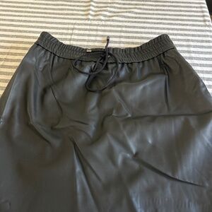Faux leather mini draw string skirt